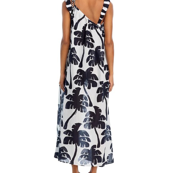 FARM RIO ~ Coconut Tree Print Cotton Maxi Swim Cover-Up Oversized - Picture 4 of 5